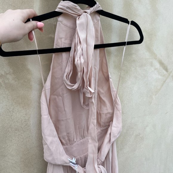 Reformation Andee Maxi Length Dress Champagne Halter Neckline Bow Tie Open Back - Picture 14 of 14